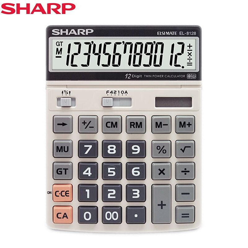 夏普（SHARP） EL-8128 大屏大字大键商务办公计算器 （象牙白）