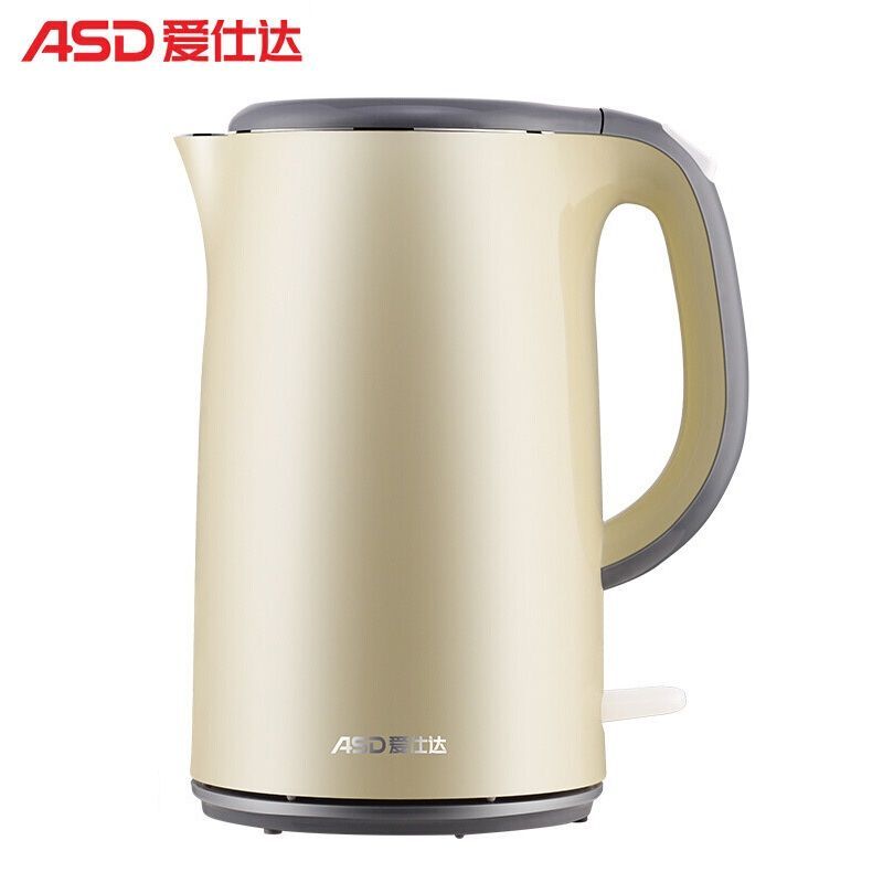 爱仕达（ASD）AW-S17G802 电水壶1.7升大容积一体无缝304不锈钢内胆热水壶 黄色